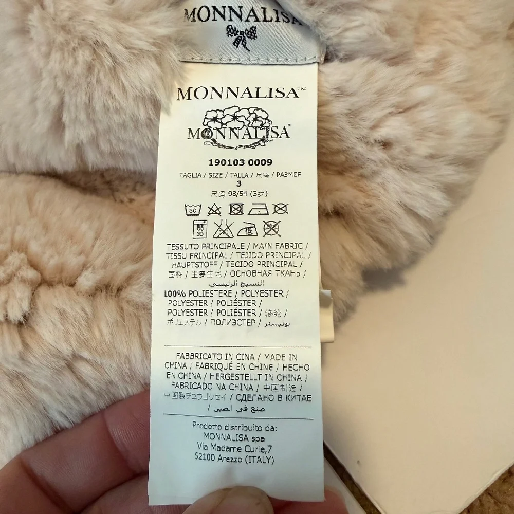 Monna Lisa Girls‎ Reversible Floral Faux Fur Puffer Jacket Hood Size 3